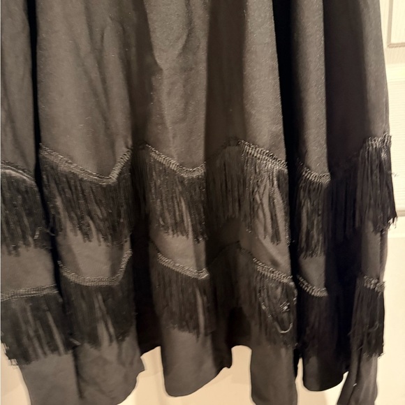 Unique Vintage Elegant Fringe Black Dress - Picture 3 of 7